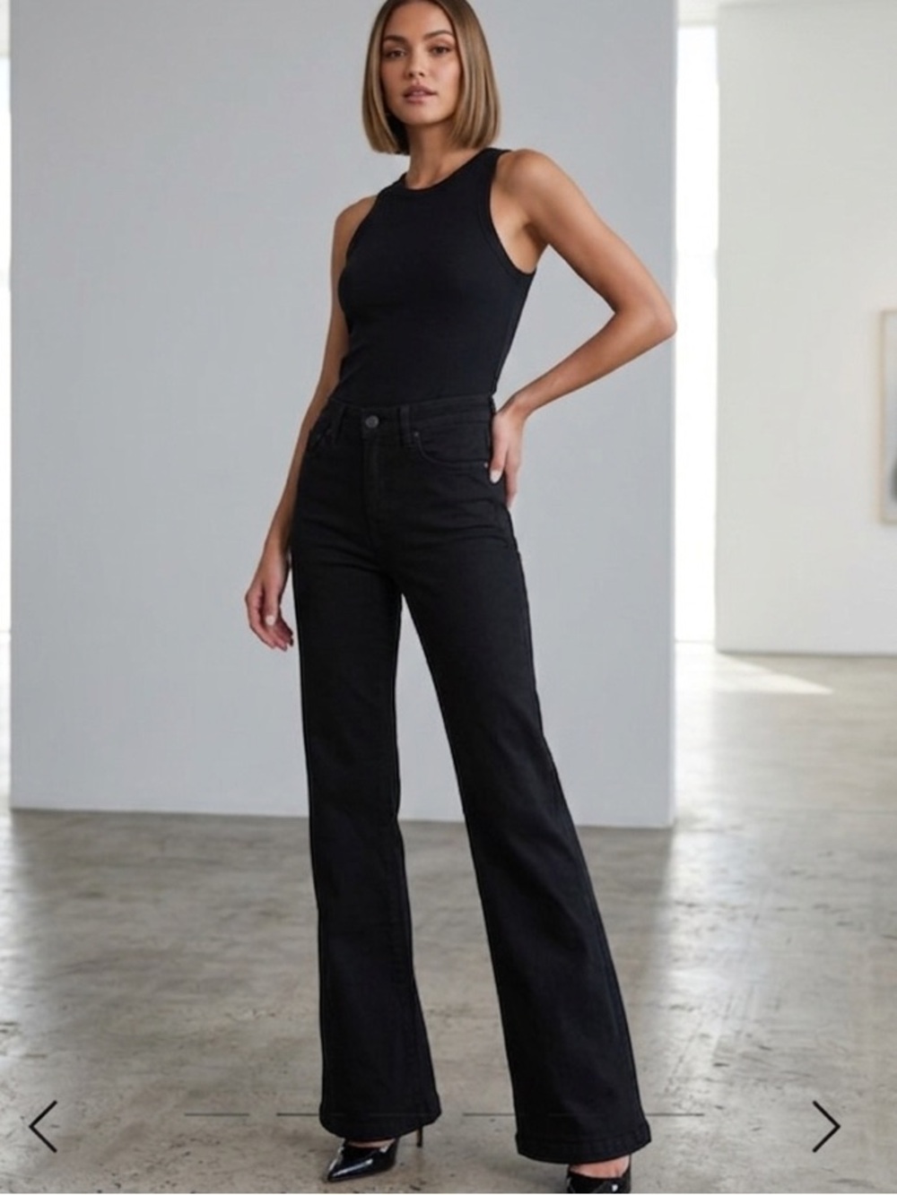 Paige High Rise Laurel Canyon 32 Black Jeans Boot Cut MSRP $249